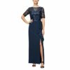 Alex Evenings Langes Miederkleid in A-Linie, Blau