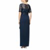Alex Evenings Langes Miederkleid in A-Linie, Blau