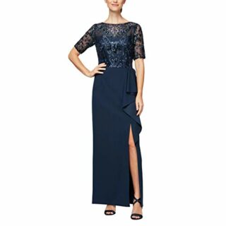 Alex Evenings Langes Miederkleid in A-Linie, Blau