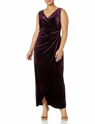Alex Evenings Langes Samtkleid in Übergröße, Lila