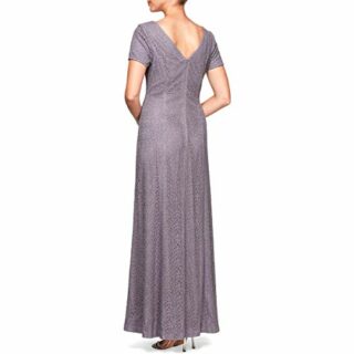 Alex Evenings Langes Spitzenkleid in A-Linie, Grau