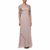 Alex Evenings Langes Spitzenkleid in A-Linie, Pink