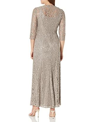 Alex Evenings Langes Spitzenkleid mit Jacke, Beige