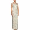 Alex Evenings Langes Stickkleid mit Flügelärmeln, Beige