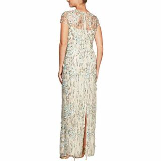 Alex Evenings Langes Stickkleid mit Flügelärmeln, Beige