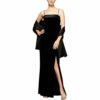 Alex Evenings Langes Strickkleid mit Schal, Schwarz