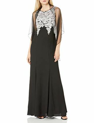Alex Evenings Langes Strickkleid mit Schal, Schwarz