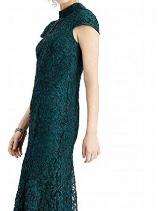 Alex Evenings Langes Strickkleid mit Schlüsselloch-Ausschnitt, Grün