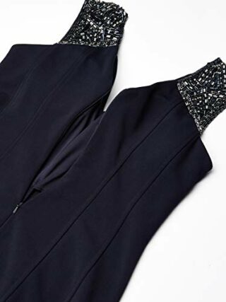 Alex Evenings Langes ausgestelltes Kleid mit perlenbesetzten Trägern, Blau