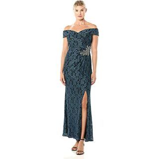 Alex Evenings Langes, schulterfreies Abendkleid, Schwarz