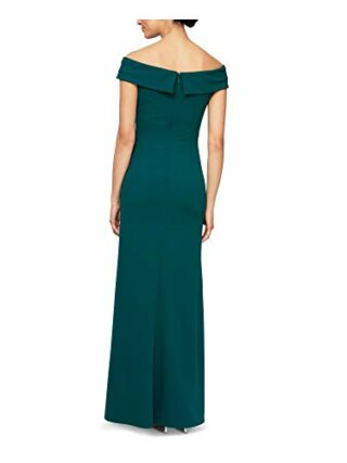 Alex Evenings Langes, schulterfreies Kleid aus Crepe, Grün