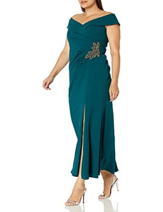 Alex Evenings Langes, schulterfreies Kleid in Übergröße, Grün