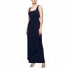 Alex Evenings Langes, seitlich gerafftes Kleid, Blau