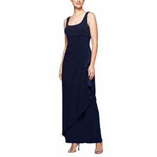 Alex Evenings Langes, seitlich gerafftes Kleid, Blau