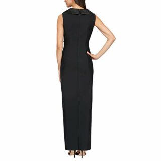 Alex Evenings Langes, seitlich gerüschtes Strickkleid, Schwarz
