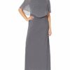 Alex Evenings Langes verziertes Popover Kleid, Grau