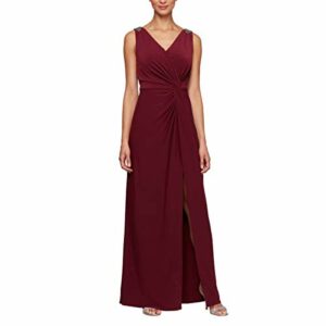 Alex Evenings Long Dress with Knot Front Detail Kleid, Lila