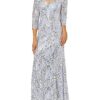 Alex Evenings Maxi-Kleid mit V-Ausschnitt und Spitze, Lila