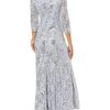 Alex Evenings Maxi-Kleid mit V-Ausschnitt und Spitze, Lila