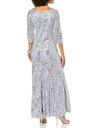 Alex Evenings Maxi-Kleid mit V-Ausschnitt und Spitze, Lila