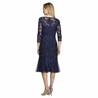 Alex Evenings Teelanges besticktes Abendkleid, Blau