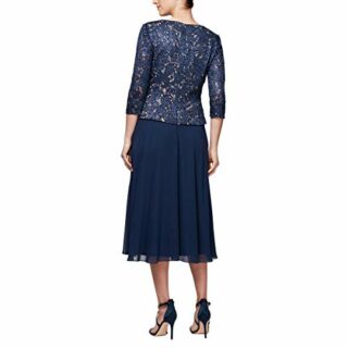 Alex Evenings Pailletten-Spitzenkleid, Blau
