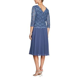Alex Evenings Pailletten-Spitzenkleid, Blau