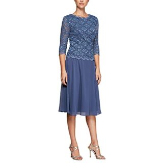 Alex Evenings Pailletten-Spitzenkleid, Blau