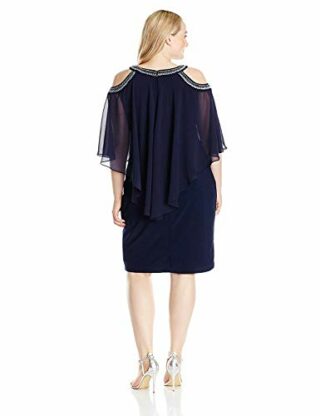 Alex Evenings Plus Size Cocktailkleid mit Popover Overlay, Blau