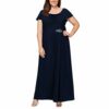 Alex Evenings Plus Size, Langes A-Linien-Kleid, Blau