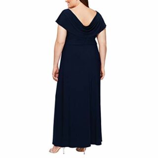 Alex Evenings Plus Size, Langes A-Linien-Kleid, Blau