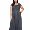 Alex Evenings Plus Size, Langes A-Linien-Kleid, Grau