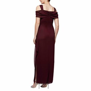 Alex Evenings Plus-Size Langes, offenes Schulterkleid mit Wasserfallausschnitt, Lila