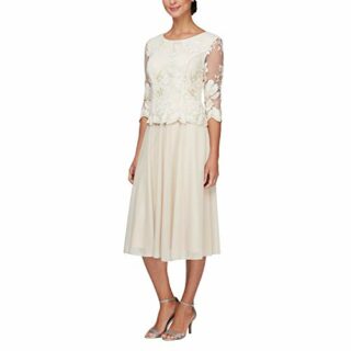 Alex Evenings Plus Size Spitzenkleid in T-Länge, Beige