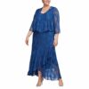 Alex Evenings Plus Size Tee-Länge Chiffonkleid mit Schal, Blau