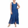 Alex Evenings Plus Size Tee-Länge Chiffonkleid mit Schal, Blau
