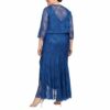 Alex Evenings Plus Size Tee-Länge Chiffonkleid mit Schal, Blau