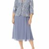 Alex Evenings Plus-Size Tee-Länge Mock Jackenkleid, Blau