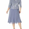 Alex Evenings Plus-Size Tee-Länge Mock Jackenkleid, Blau