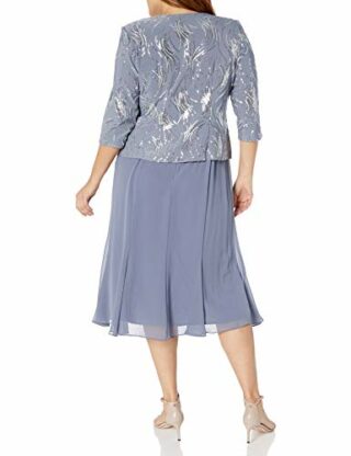 Alex Evenings Plus-Size Tee-Länge Mock Jackenkleid, Blau