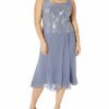 Alex Evenings Plus-Size Tee-Länge Mock Jackenkleid, Blau