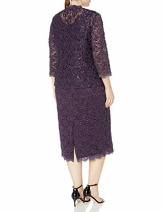 Alex Evenings Plus Size Tee-Länge Spitzenkleid mit Jacke, Lila