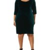 Alex Evenings Plus Size kurzes Samtkleid, Grün