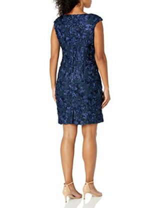 Alex Evenings Shift Midikleid mit Spitze bestickt, Blau