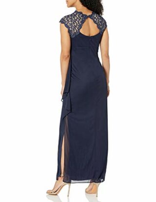 Alex Evenings Spitzenkleid Metallic Cutout, Blau