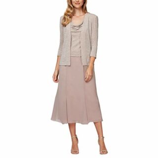 Alex Evenings Tee-Langes Strickkleid mit Jacke, Beige