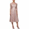 Alex Evenings Teelanges A-Linien Kleid, Bestickt, Pink