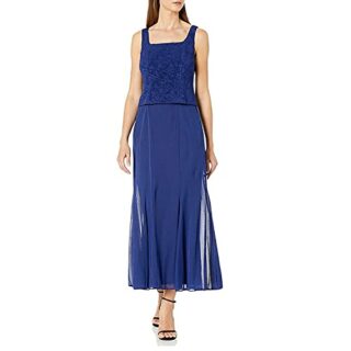 Alex Evenings Teelanges Abendkleid mit Blazer, Blau