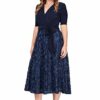 Alex Evenings Teelanges Abendkleid mit Blumendetails, Blau