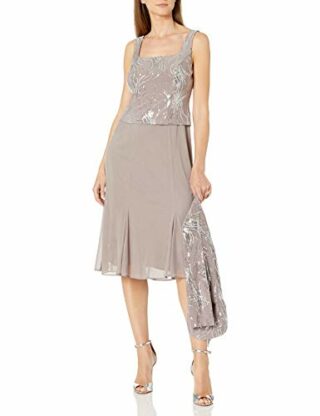 Alex Evenings Teelanges Abendkleid mit Jacke, Grau
